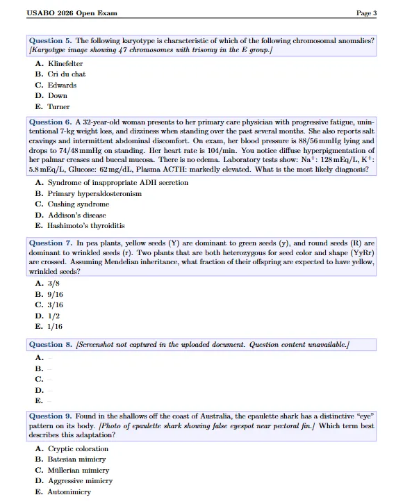 2026年usabo生物竞赛真题+答案解析,速来对答案!考后如何规划? 第6张 2026年usabo生物竞赛真题+答案解析,速来对答案!考后如何规划? 第6张