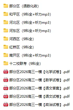 4科!部分区2026届高三一模真题及答案 第3张