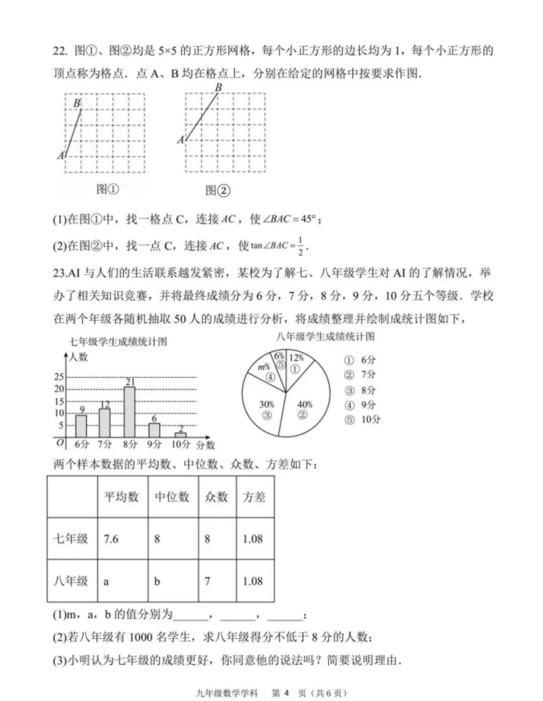 哈尔滨第17中学初四数学一模试卷难度结构分析(总分 120 分) 第4张 哈尔滨第17中学初四数学一模试卷难度结构分析(总分 120 分) 第4张