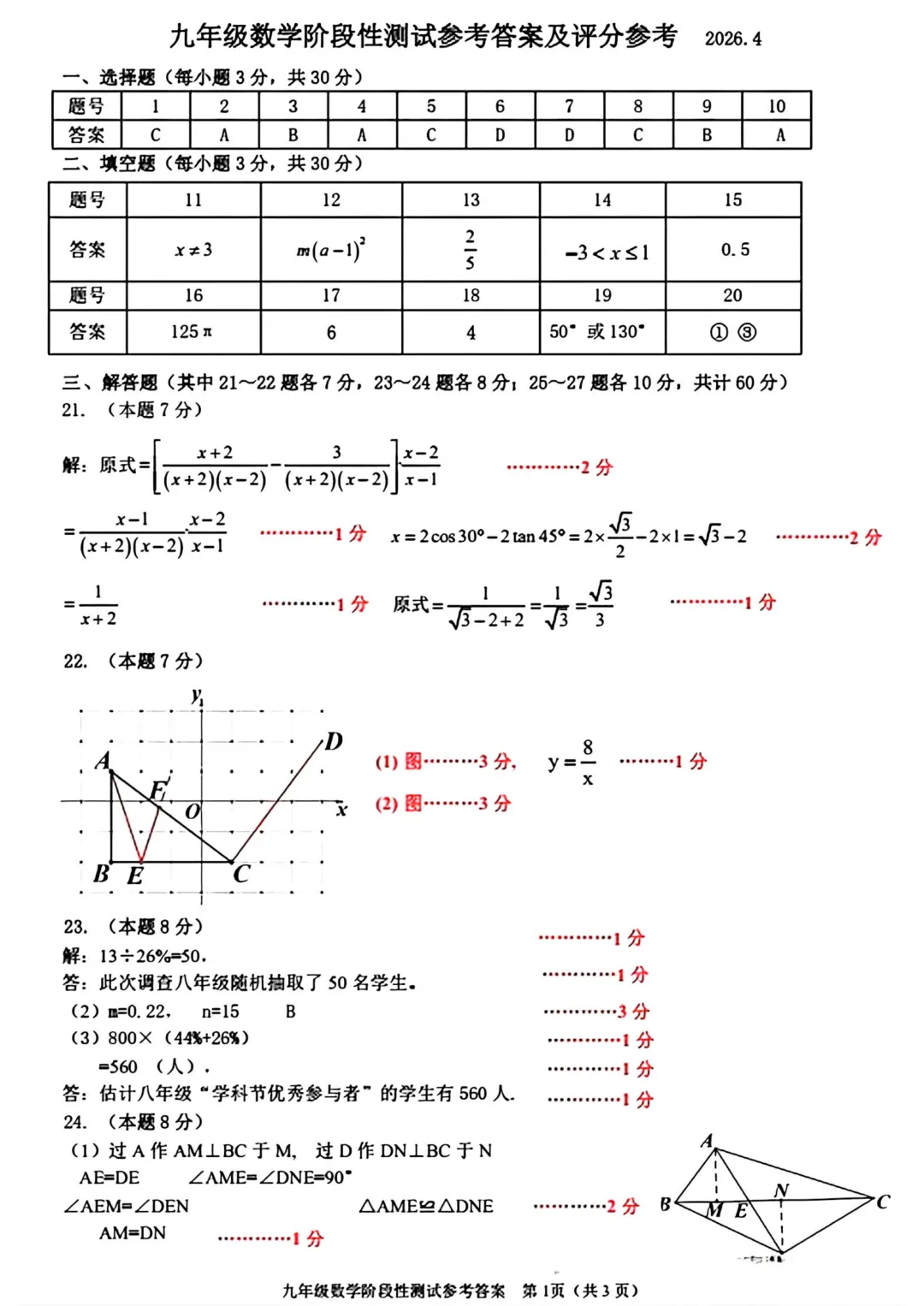 【分享】2026阿城区数学一模试卷及答案 第10张
