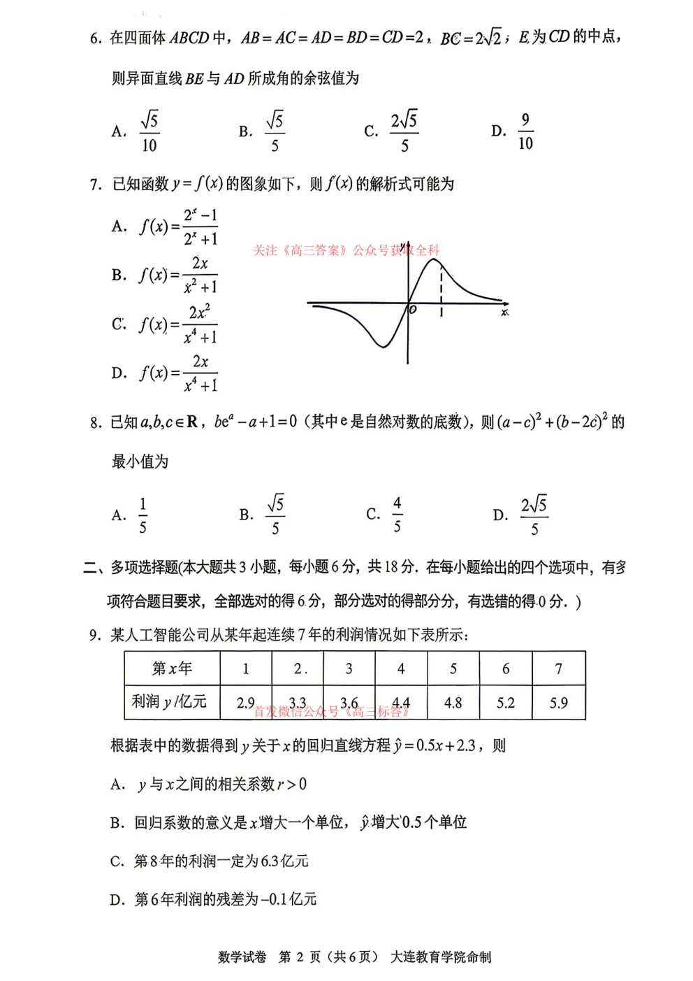 【大连一模】2026年大连市高三综合模拟考试 第3张
