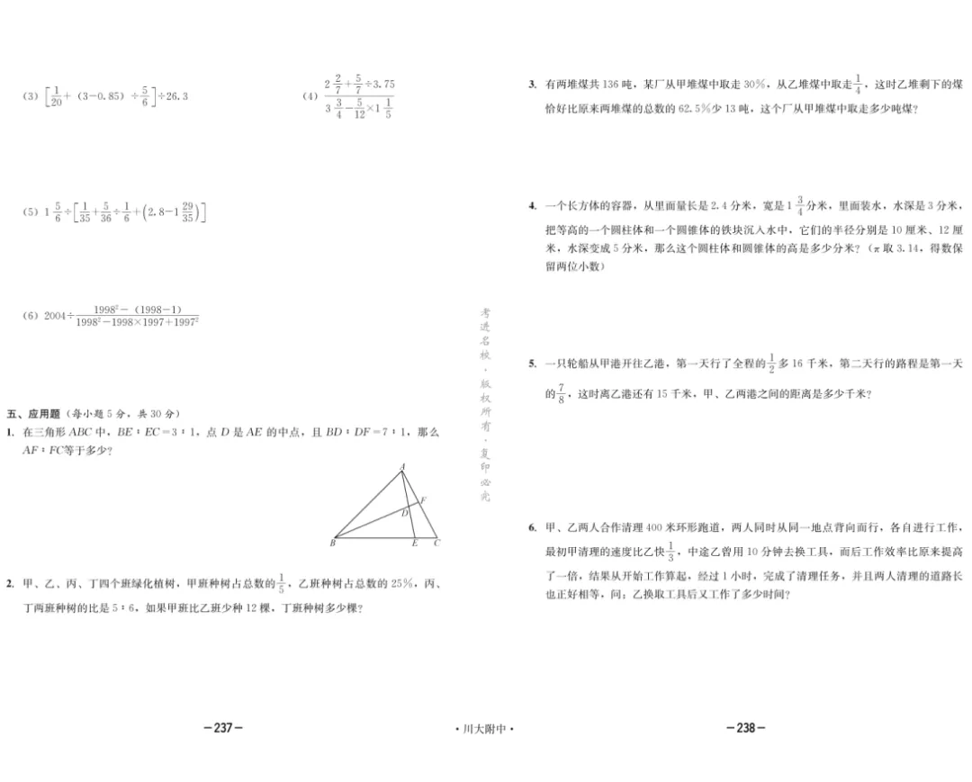 成都市小升初分班考真题分类汇编-XX005 第9张