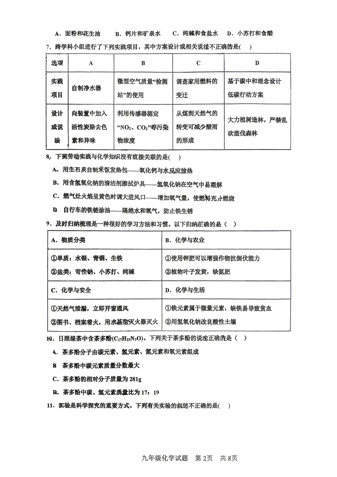 一模真题-2026山东日照东港区中考一模化学试卷真题(完整版 + 答案) 第7张 一模真题-2026山东日照东港区中考一模化学试卷真题(完整版 + 答案) 第7张