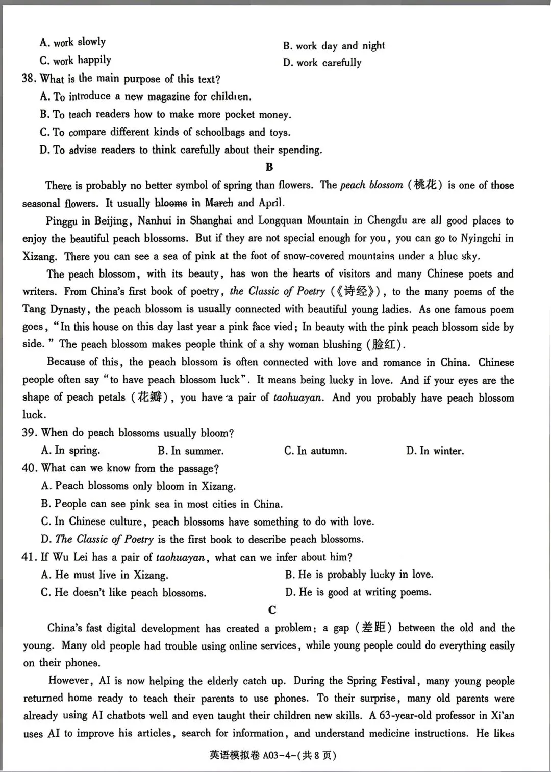 中考英语模考试卷(含答案) 第4张