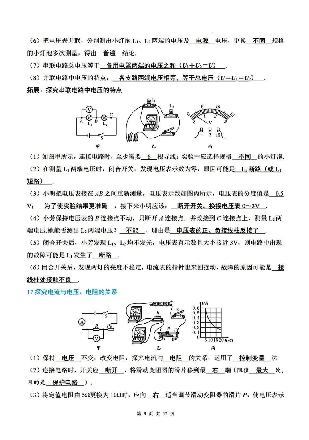 中考物理 重点实验核心知识点 第9张