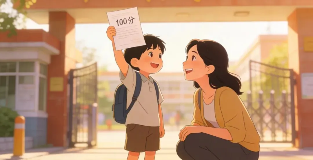 孩子捧着满分试卷扑过来时,我忽然懂了:育儿最好的样子,是接住他的小欢喜 第1张