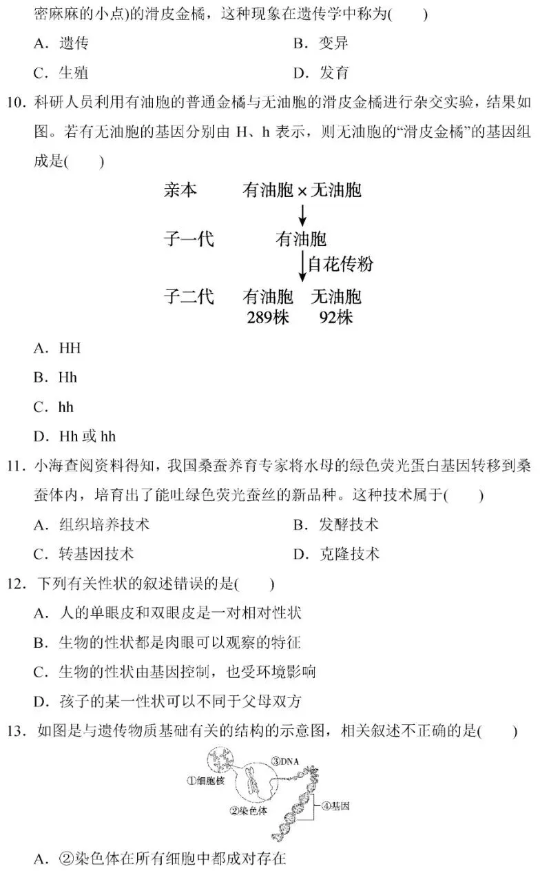 期中试题卷:人教版生物八年级下册期中考试试卷(2)2026 第4张