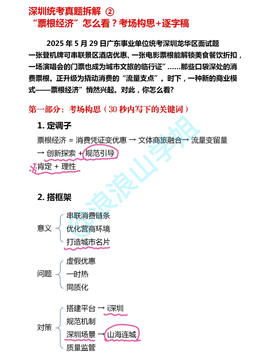 广东统考真题拆解②丨“票根经济”你怎么看?考场构思+逐字稿 第1张 广东统考真题拆解②丨“票根经济”你怎么看?考场构思+逐字稿 第1张