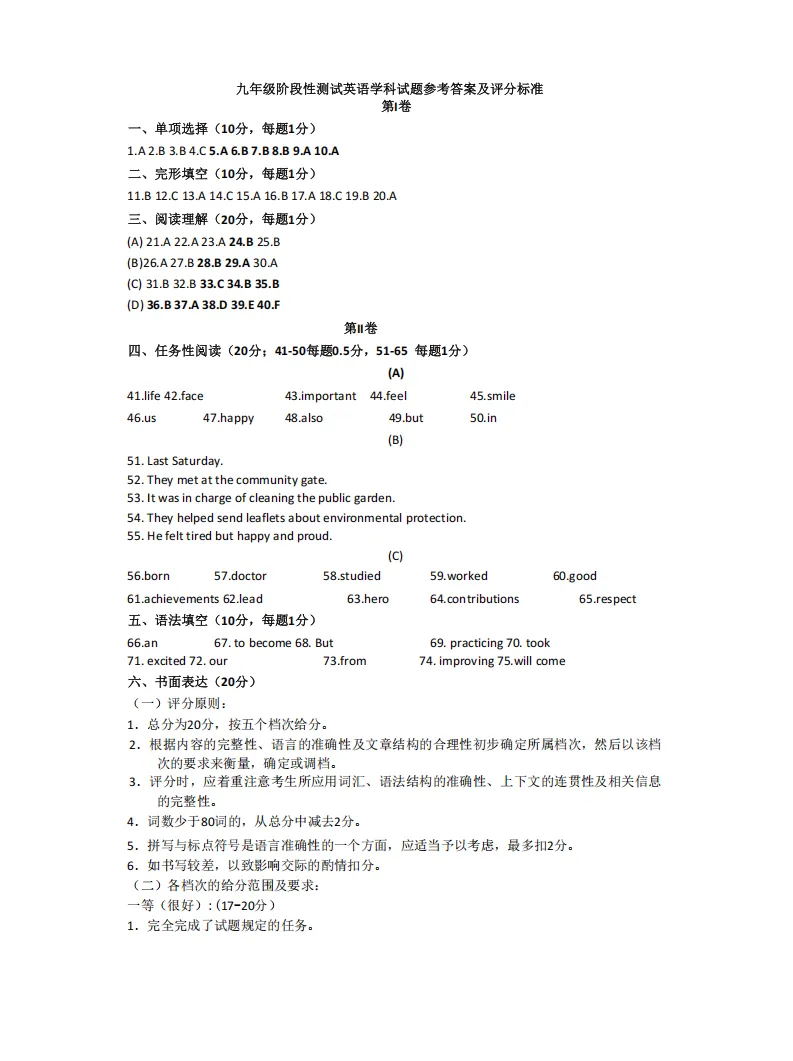 2026哈尔滨阿城区一模英语试卷及答案 第11张