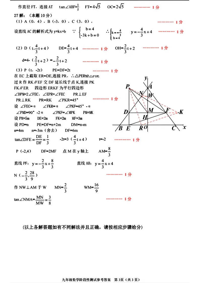 2026哈尔滨阿城区一模数学试卷及答案 第9张