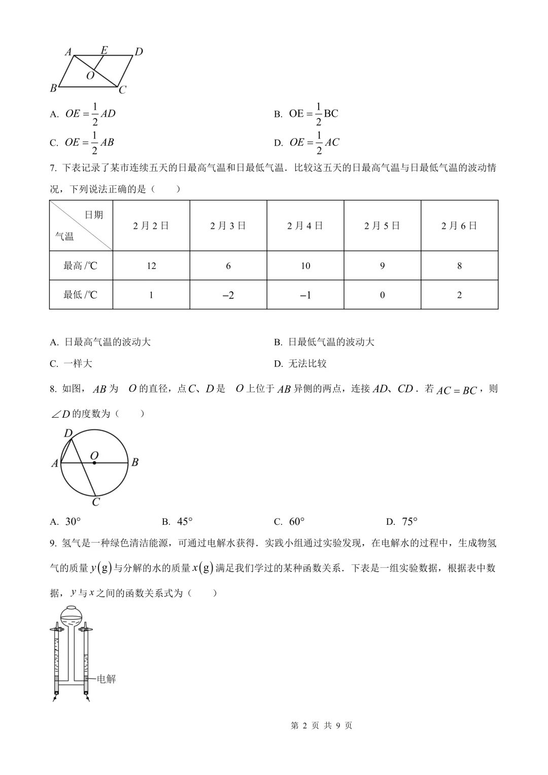 【山西中考】2025年山西省中考全科真题及答案(数学试卷) 第2张 【山西中考】2025年山西省中考全科真题及答案(数学试卷) 第2张