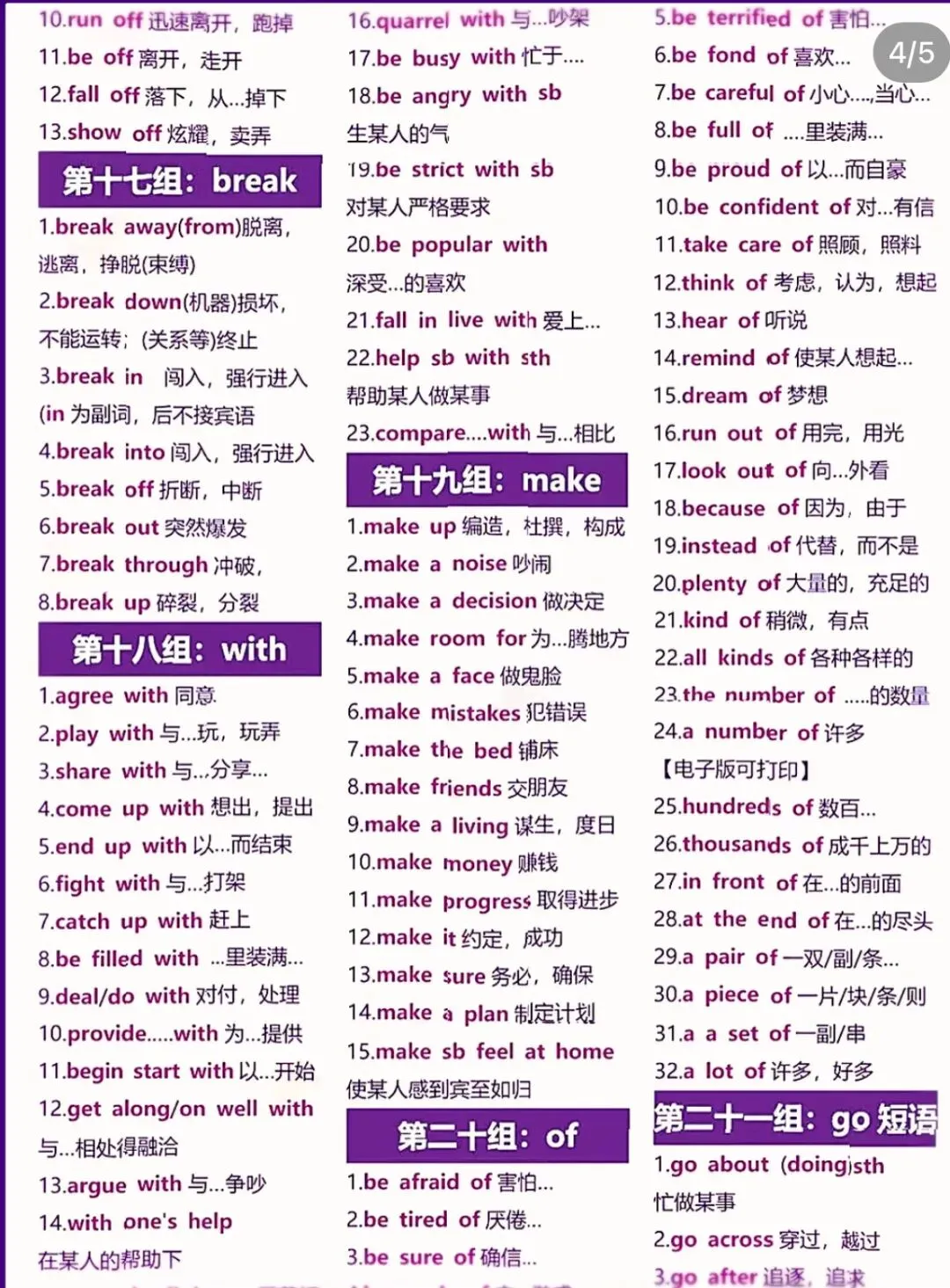 中考高考完形高频固定搭配 第4张