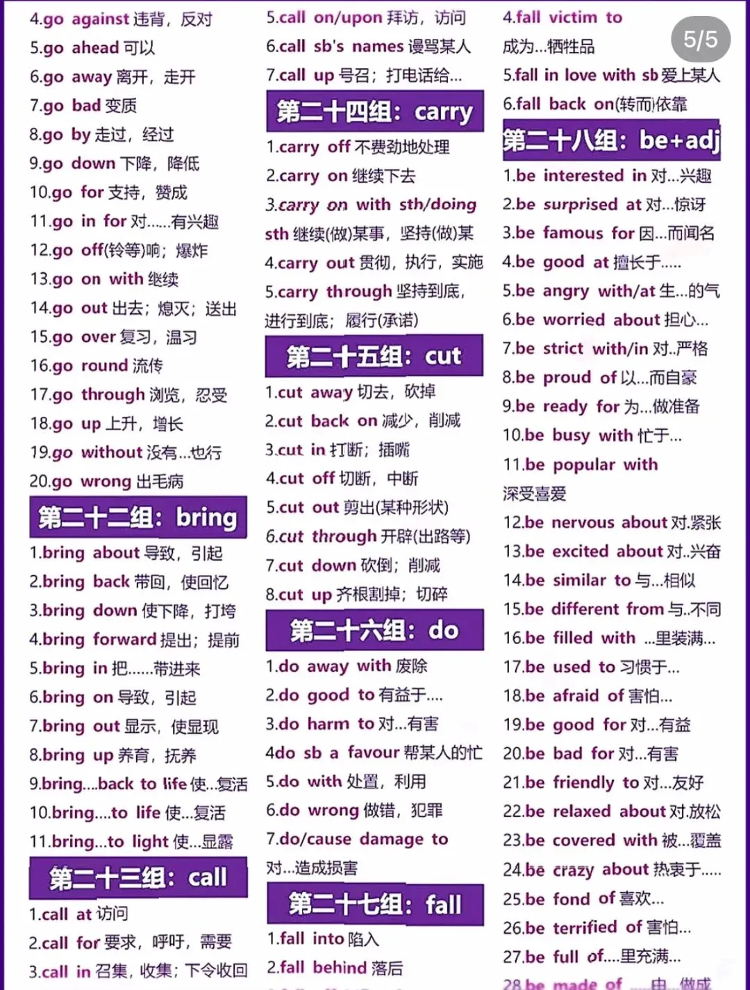 中考高考完形高频固定搭配 第5张