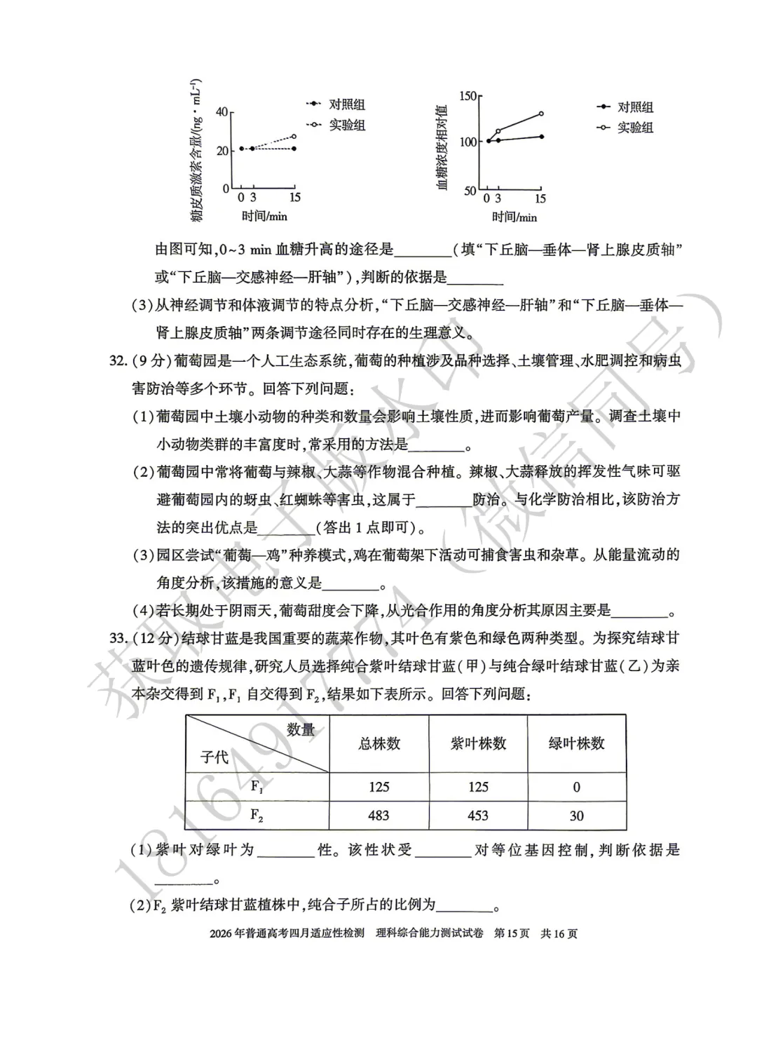 2026年自治区三模理综试卷及答案 第15张