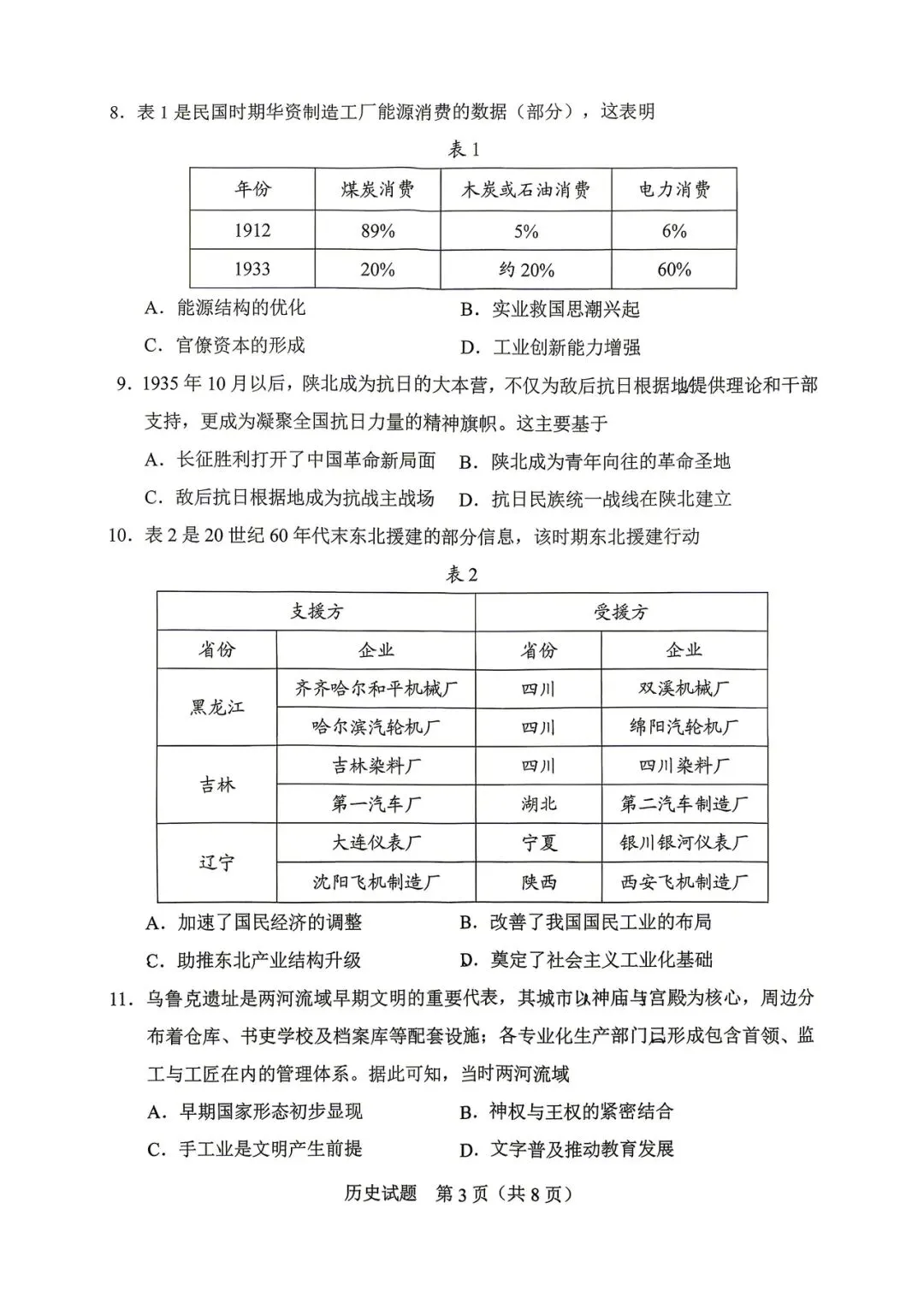 2026长春二模历史试卷 第3张