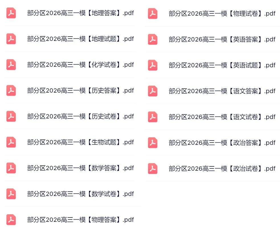 9科+答案!部分区2026届高三一模真题 第3张 9科+答案!部分区2026届高三一模真题 第3张