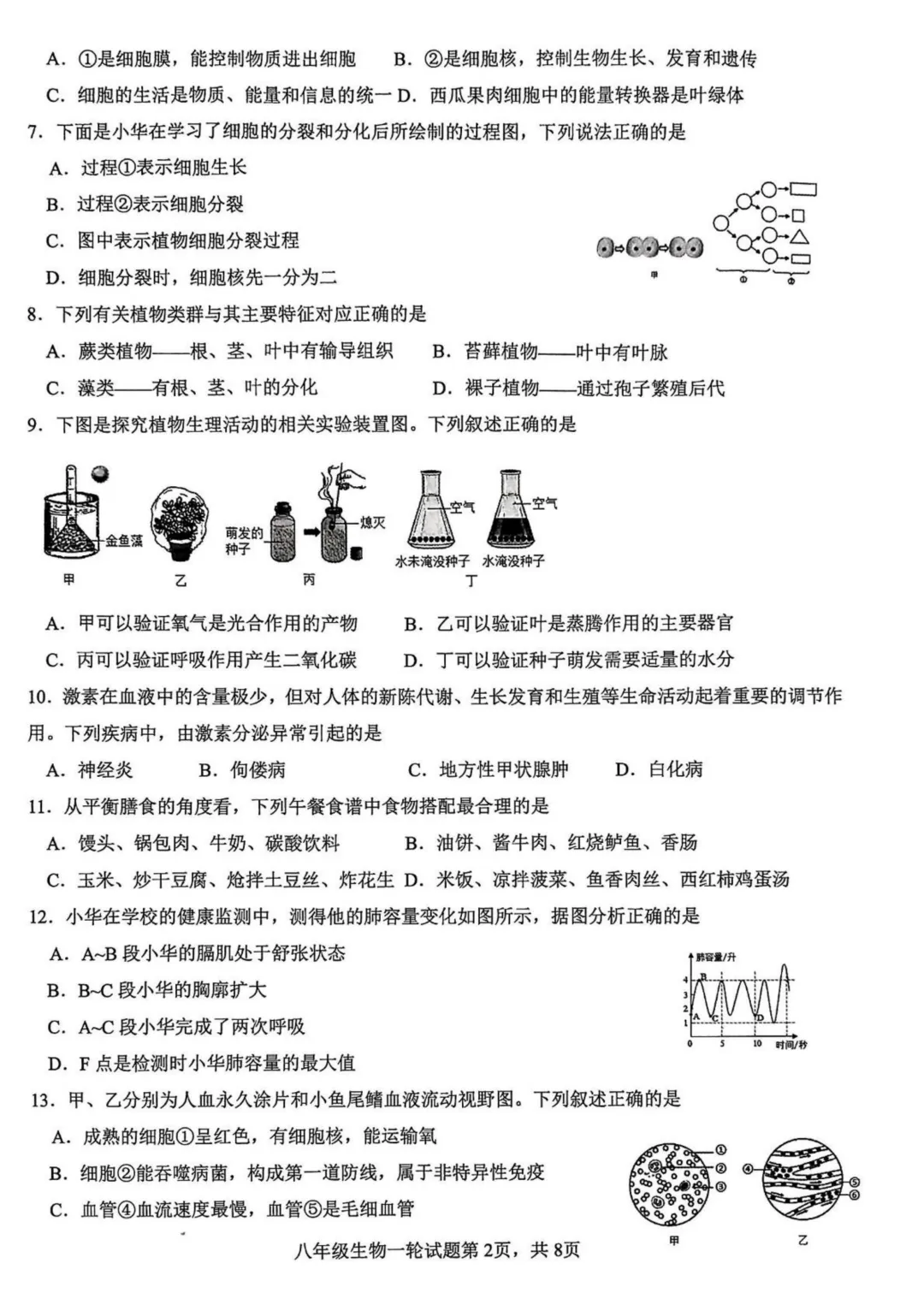 地生一模真题-2025年山东省临沂市费县中考一模生物试卷(完整版 + 答案) 第5张
