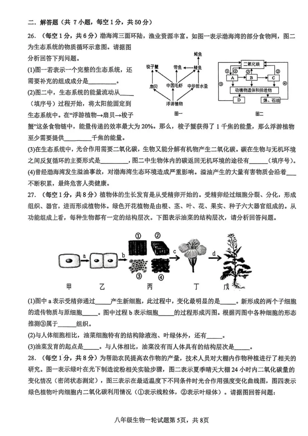 地生一模真题-2025年山东省临沂市费县中考一模生物试卷(完整版 + 答案) 第8张