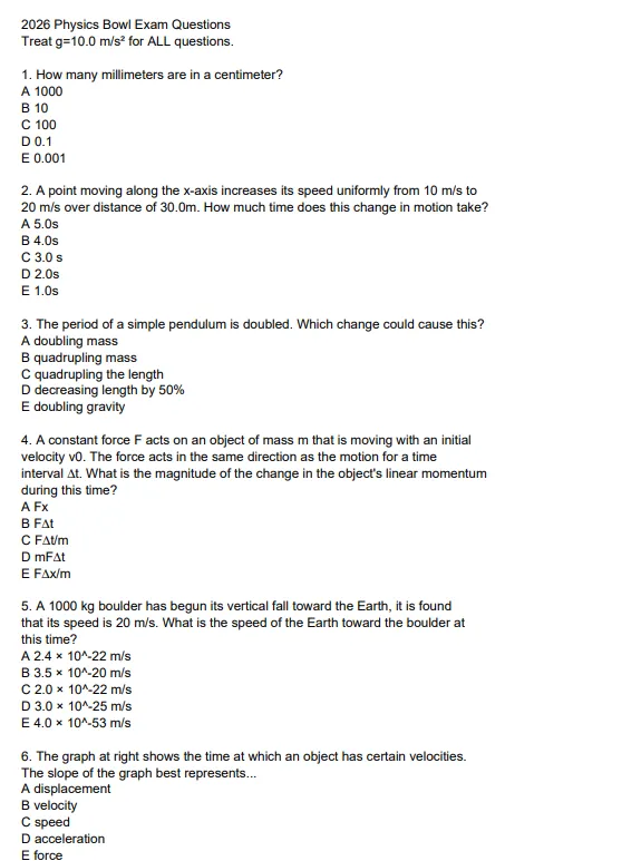 速领!2026物理碗竞赛真题+超详细解析,备考党直接抄作业! 第3张