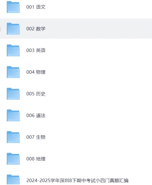 【初中资料】深圳8下期中考试八科真题精练+小四门真题汇编 第1张
