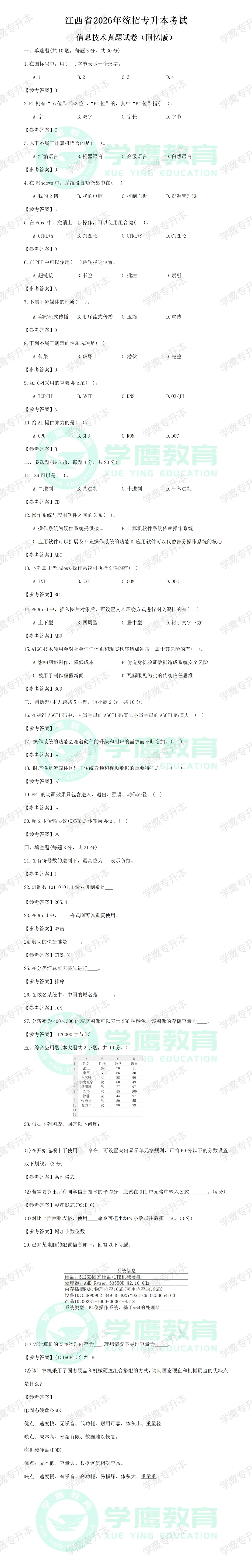 真题整理 | 2026江西专升本公共课真题回忆版! 第5张