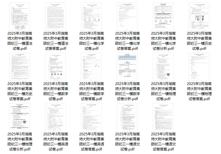 【精选试卷】2025届+2026届湖南师大附中教育集团初三一模及答案 第3张