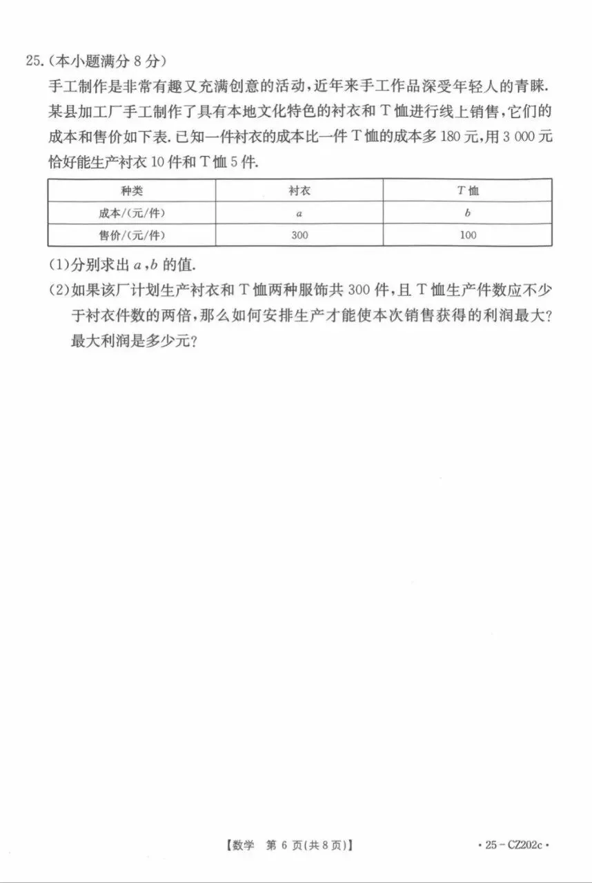 2026年初中数学中考模拟试卷 第6张