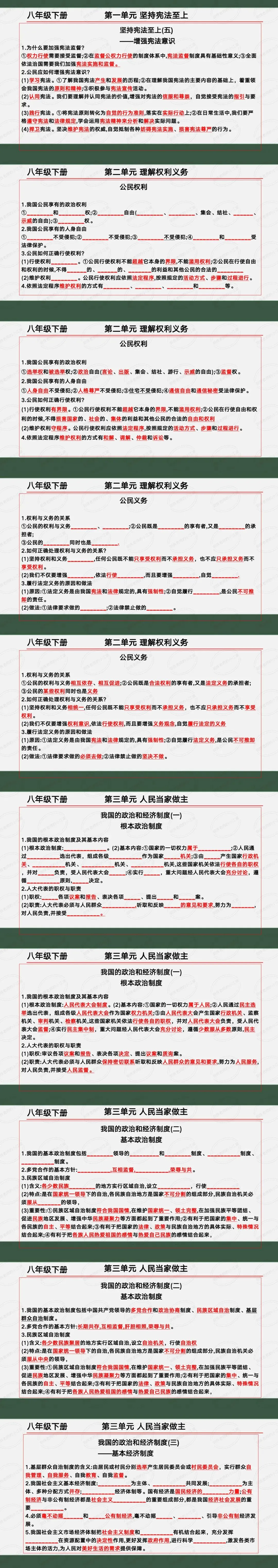 中考一轮复习:一节课复习完八年级下册!八年级下册道德与法治全册核心知识串讲(后附挖空版文档免费下载链接) 第4张 中考一轮复习:一节课复习完八年级下册!八年级下册道德与法治全册核心知识串讲(后附挖空版文档免费下载链接) 第4张