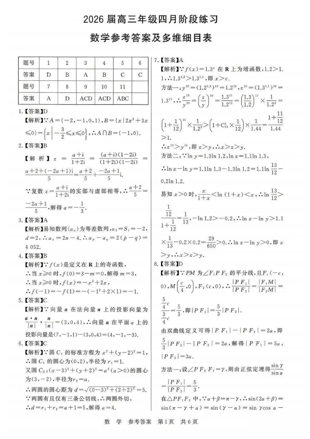 2026年4月湖北高三T8联考【数学】试卷及答案 第7张