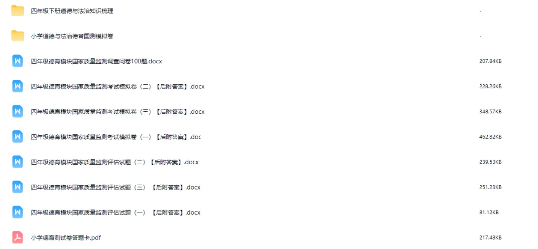 小学道德与法治国测模拟试卷、德育国测复习资料包 第1张