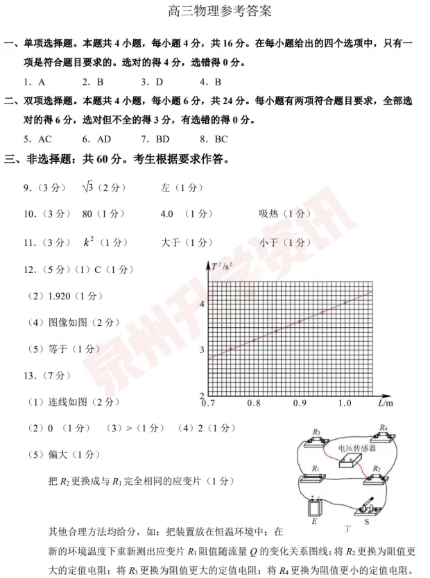 更新!省质检(泉州二模)物理、历史试卷+答案→ 第2张