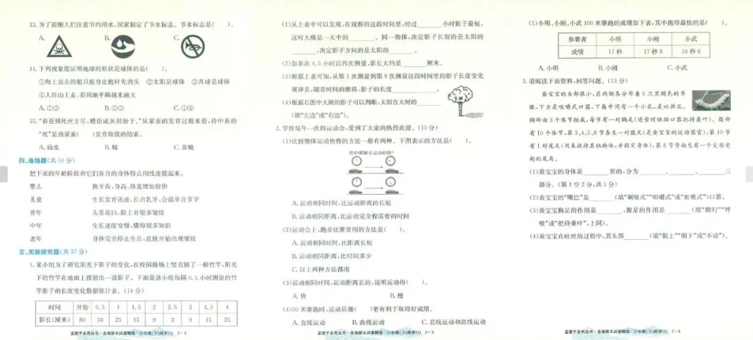 《孟建平各地期末试卷精选》教科版科学小学3-6年级上下册/电子版可下载 第5张