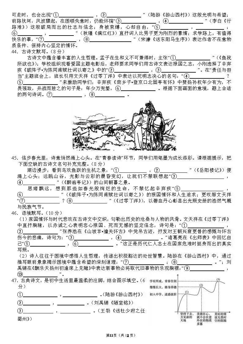 试卷 || 九年级中考默写专项训练(免费获取源文件) 第13张