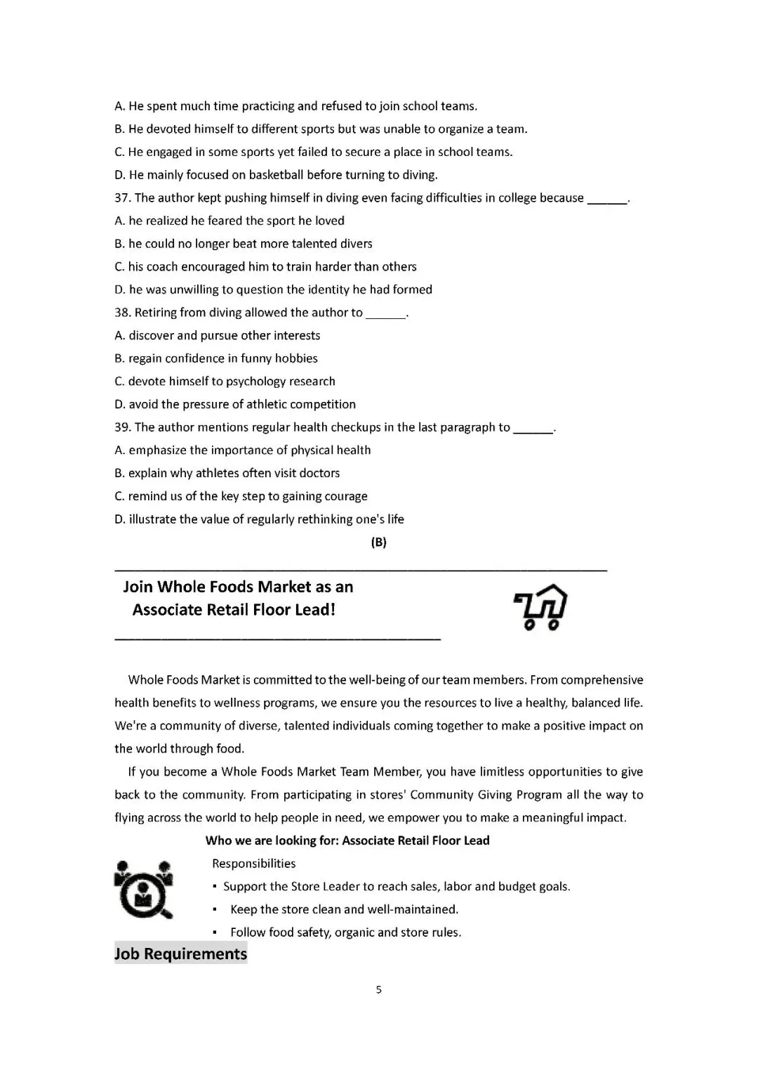 2026届上海市闵行区高三二模英语试卷(含答案) 第5张