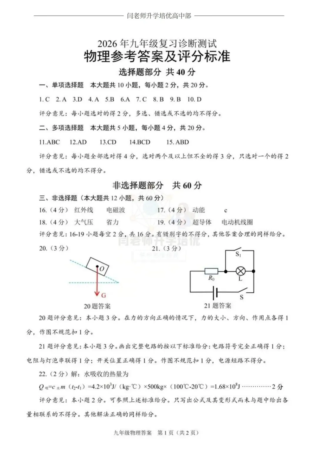 2026.4济南市天桥区一模物理试卷+答案 第9张