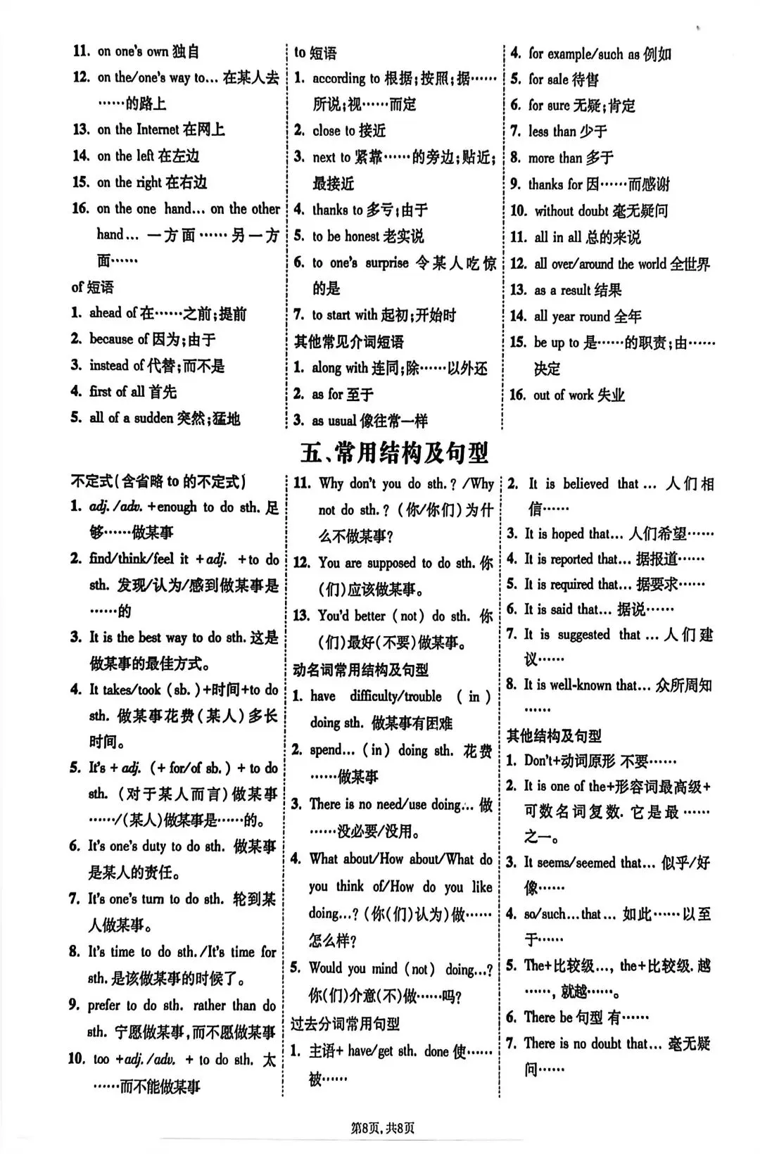 中考英语核心短语与搭配 第8张