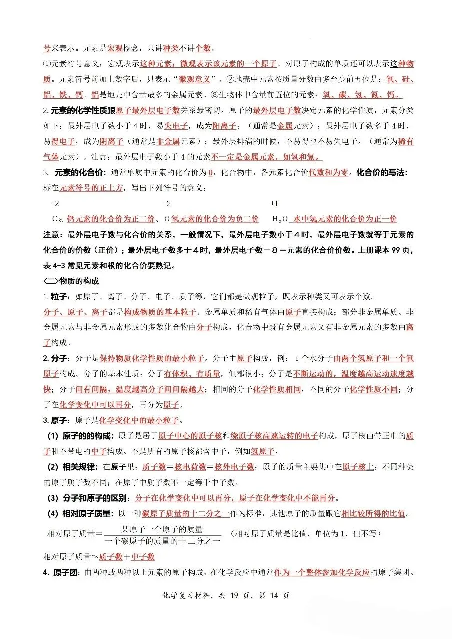 中考九年级化学新教材知识梳理汇总 第20张