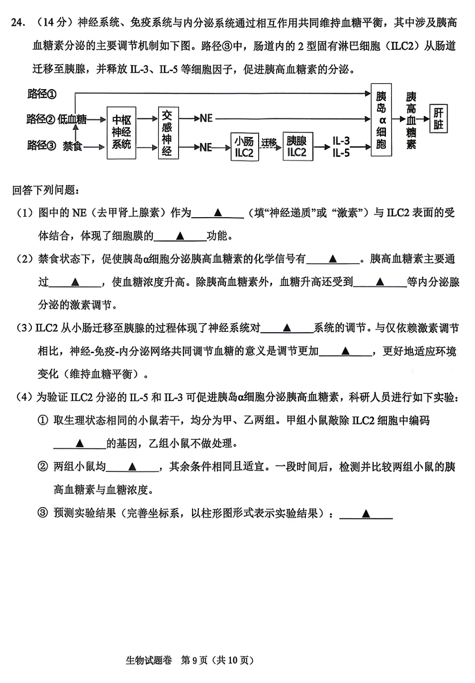 2026年4月浙江绍兴二模高三生物试卷、答案和解析 第9张