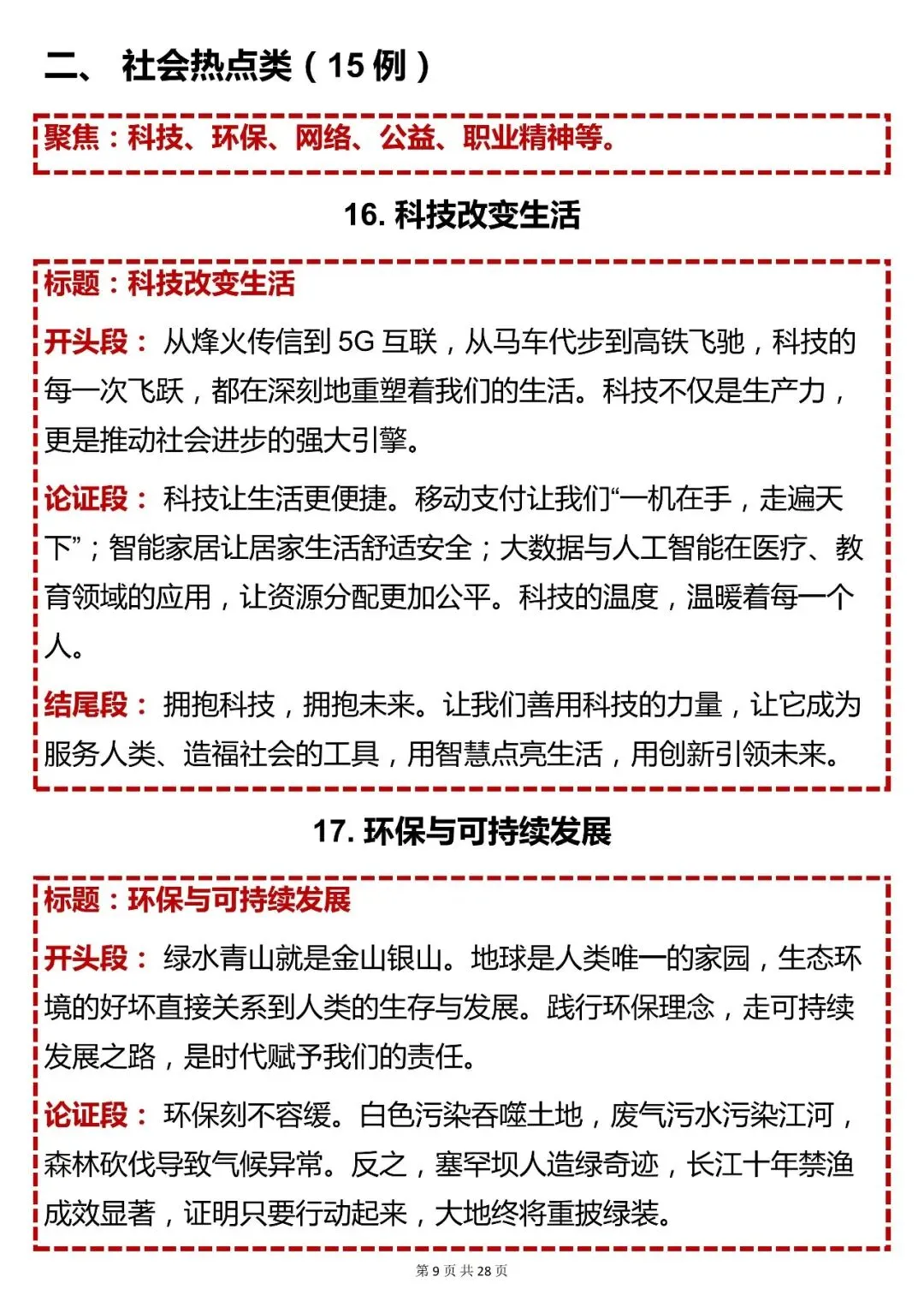 中考语文必背【初中语文 50 个热点议论文模板解析】,可打印 快收藏 第9张