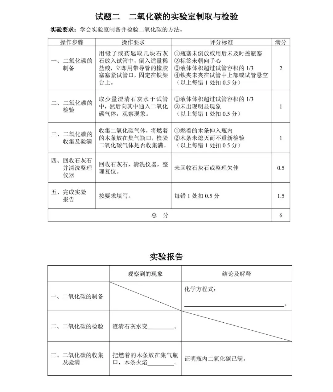 2026邯郸市中考试题 实验考试 化学(含评分标准) 第3张