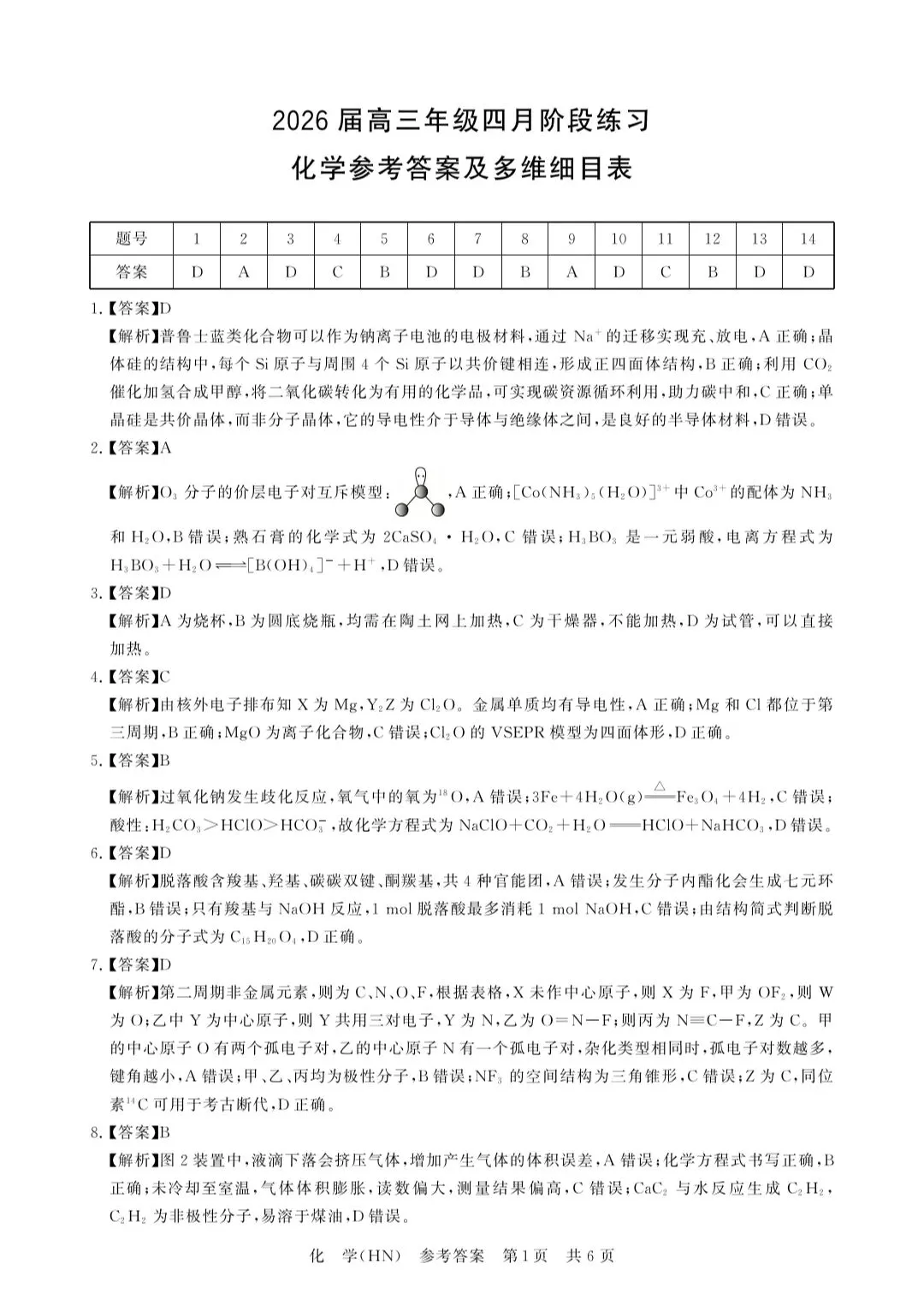T8联考2026年四月河南化学试卷及答案解析 第9张