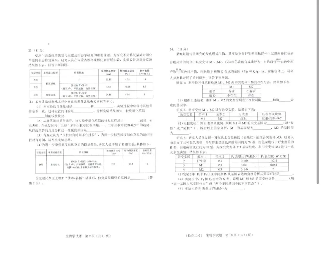 2026年4月长春市二模生物试卷及答案 第6张