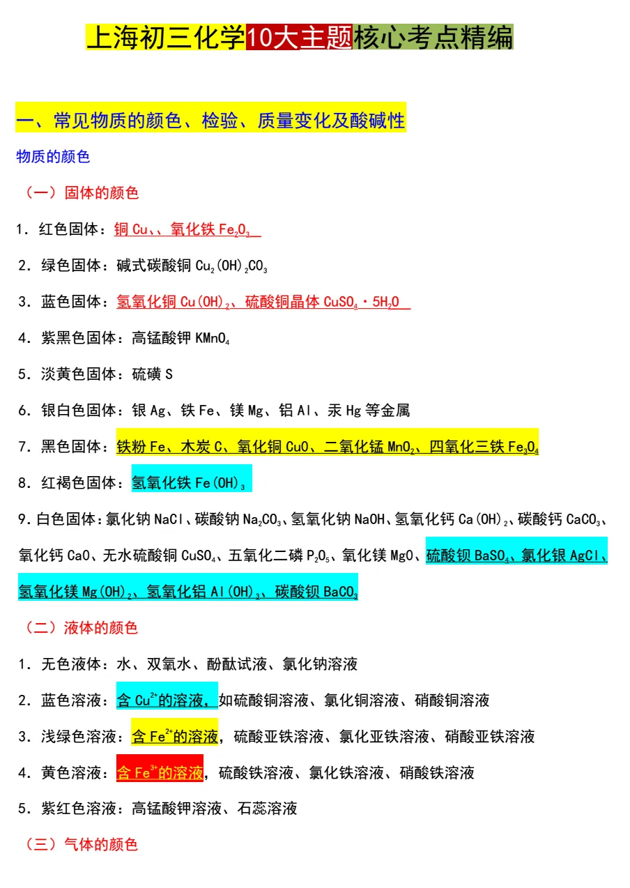 26中考化学十大主题核心考点精编 第3张