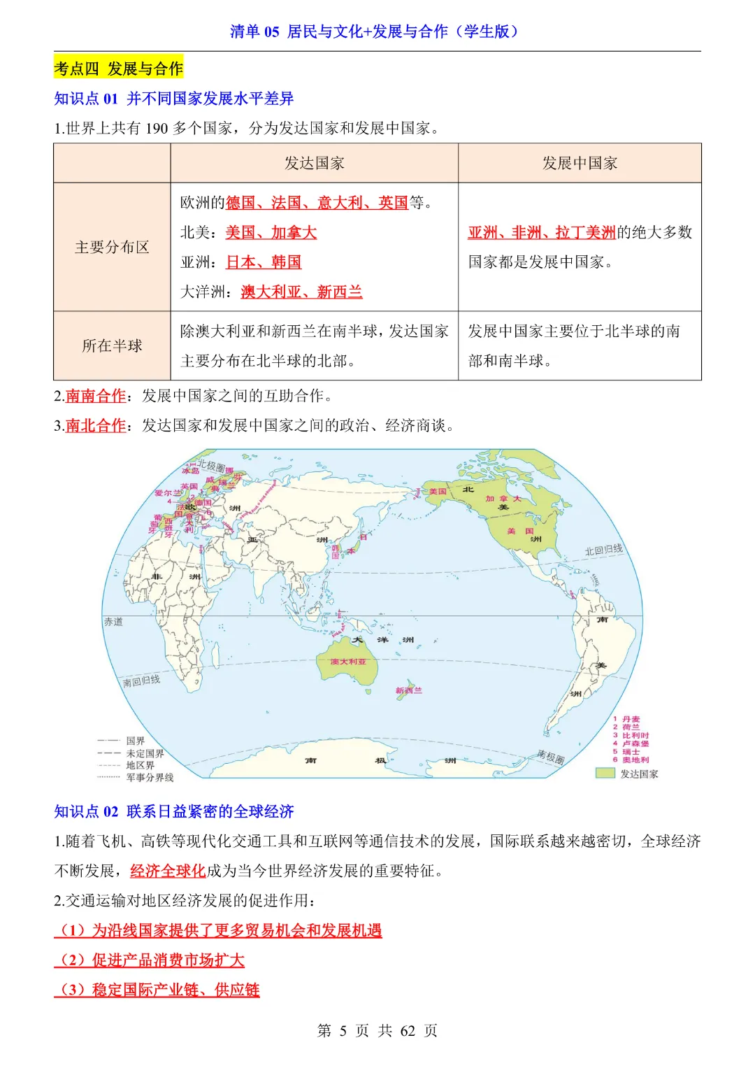 26新八年级下册地理【人教版】中考地理复习《清单05 居民与文化、发展与合作1 知识梳理+经典例题带答案》丨完整电子版可打印 第6张 26新八年级下册地理【人教版】中考地理复习《清单05 居民与文化、发展与合作1 知识梳理+经典例题带答案》丨完整电子版可打印 第6张