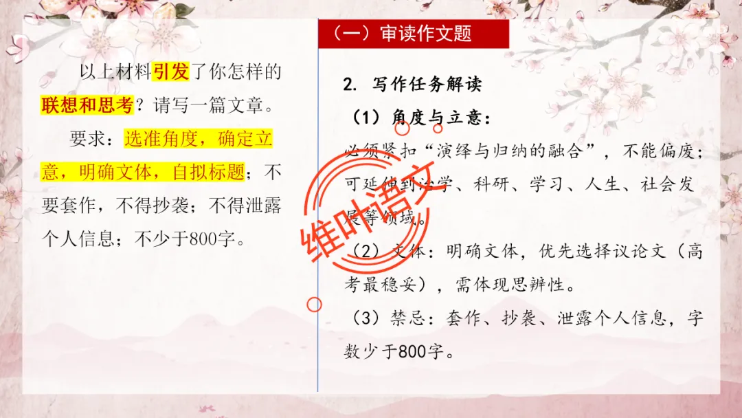 模考讲评 | 2025学年第二学期杭州市高三年级教学质量检测语文试题作文(演绎法与归纳法)讲评,附佳作分析(杭州二模) 第8张