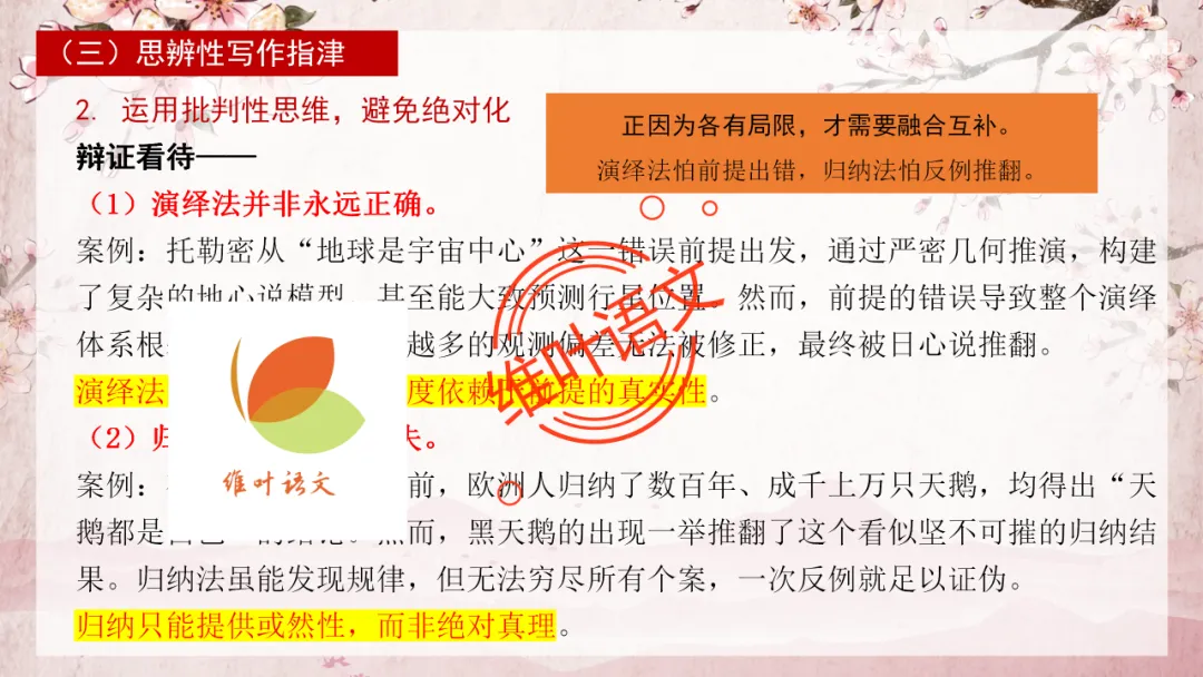 模考讲评 | 2025学年第二学期杭州市高三年级教学质量检测语文试题作文(演绎法与归纳法)讲评,附佳作分析(杭州二模) 第13张