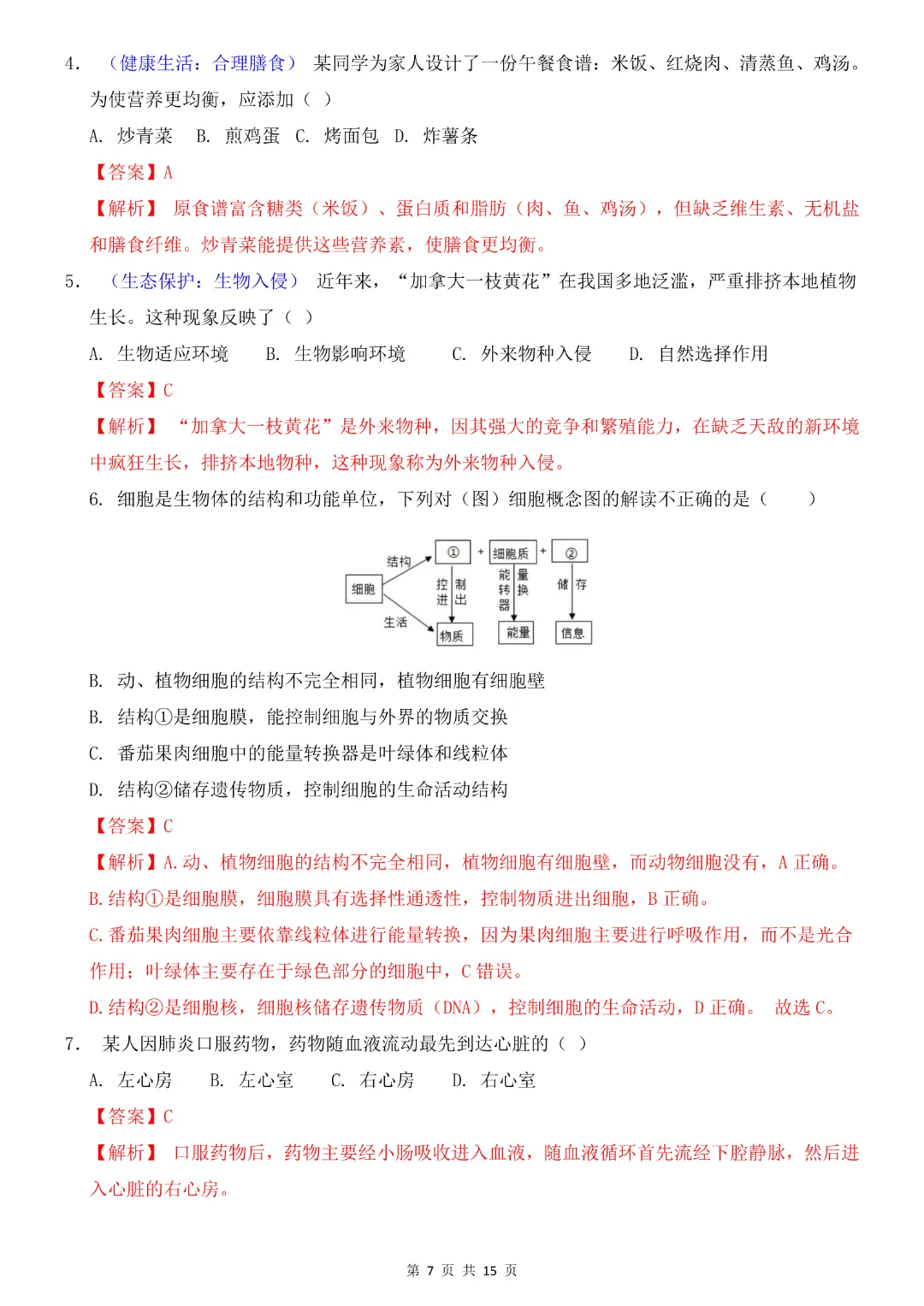 2026中考专项生物《第一次模拟考试》附解析(全国通用)高清电子版可打印 第8张 2026中考专项生物《第一次模拟考试》附解析(全国通用)高清电子版可打印 第8张