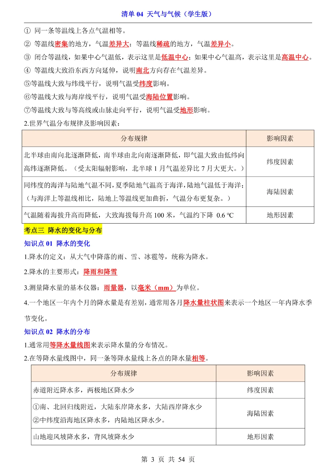 26新八年级下册地理【人教版】中考地理复习《清单04 天气与气候1 知识梳理+经典例题带答案》丨完整电子版可打印 第4张 26新八年级下册地理【人教版】中考地理复习《清单04 天气与气候1 知识梳理+经典例题带答案》丨完整电子版可打印 第4张