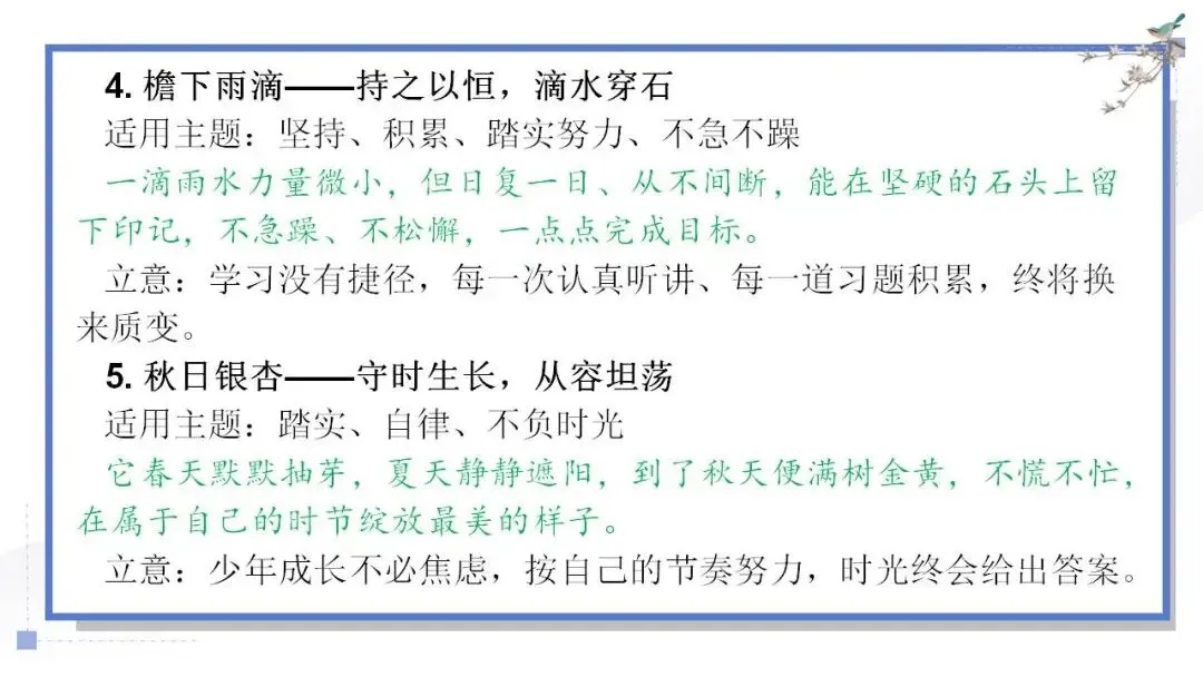 2026年中考语文二轮复习作文专题:“托物言志”立意拔高写作技巧+写作24法 第8张
