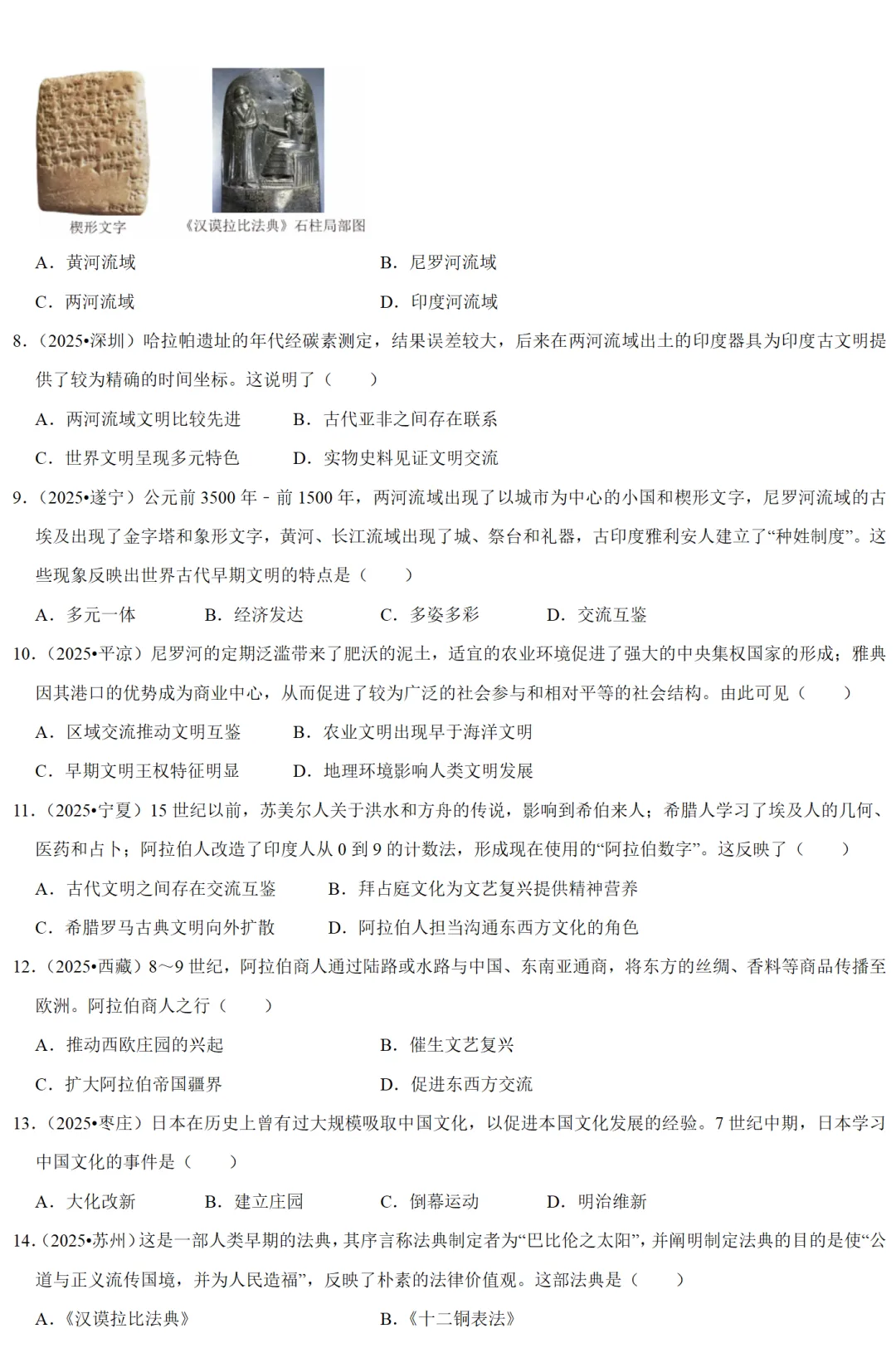 2026中考历史备考全国真题大全丨20个专题真题+答案+解析+点评,考前冲刺复习一站式刷完 第50张